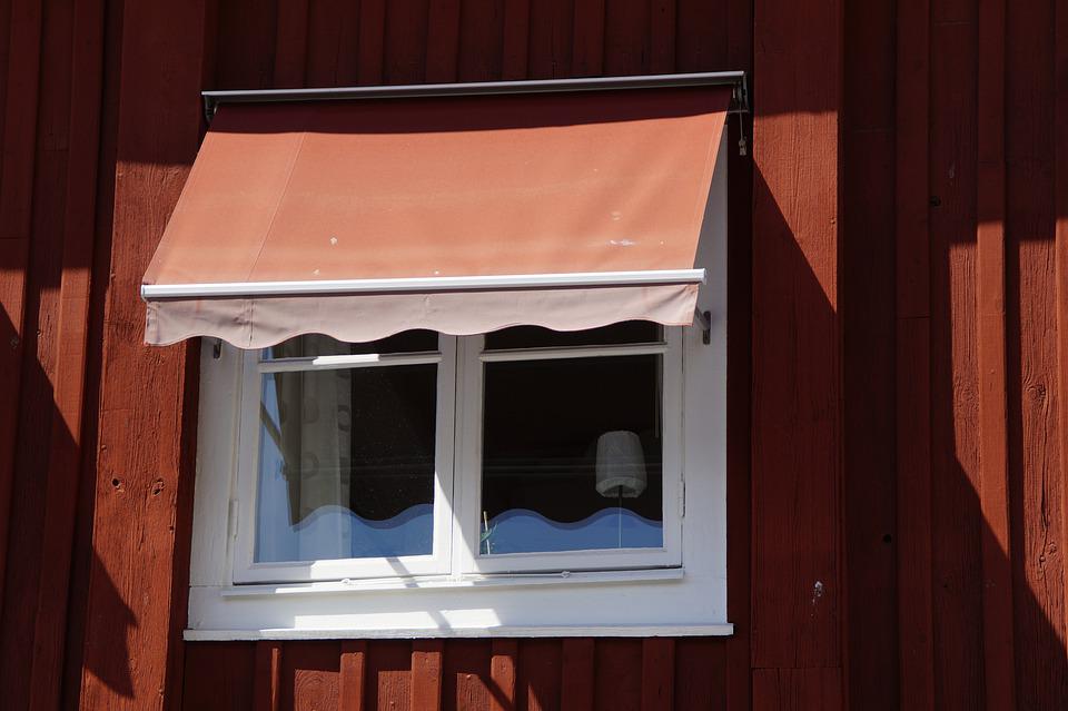 Window with red awning